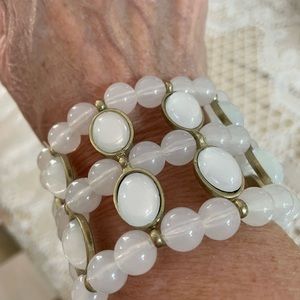 White Beaded Stretch Bracelet